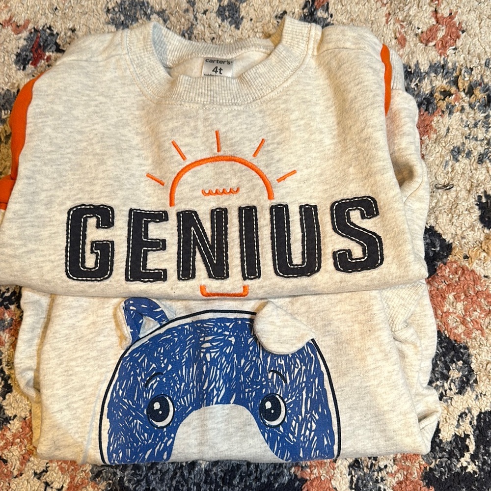 Carter’s 4T sweatshirts. Cozy and warm!